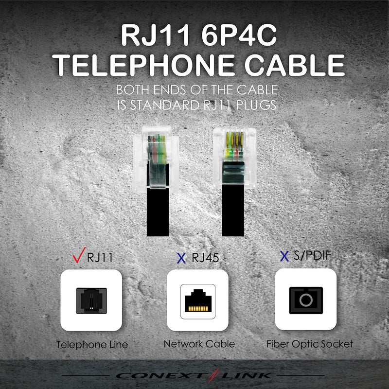 Conext Link RJ11 6P4C Modular Telephone Extension Cable Phone Cord Line Wire (7 Feet, Grey) ï¼ˆ33203ï¼‰ - Image 4